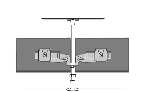 Mounting kits for specially configured Style L305 luminaires can support up to three monitors